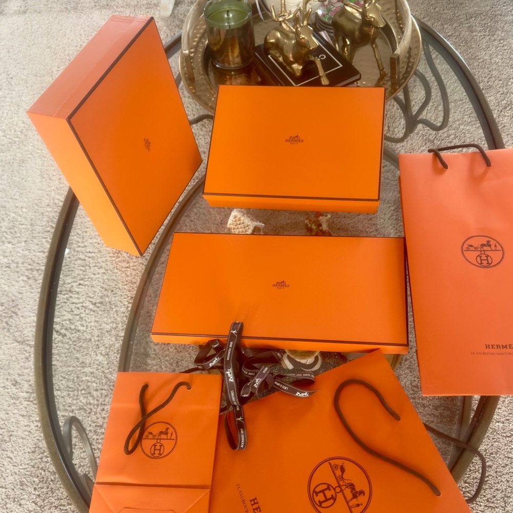 3 Hermès Orange Gift Boxes and 3 Bags